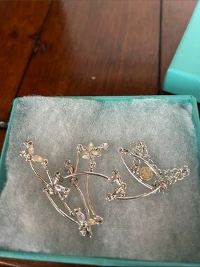 Givenchy Silver and White Floral Necklace.